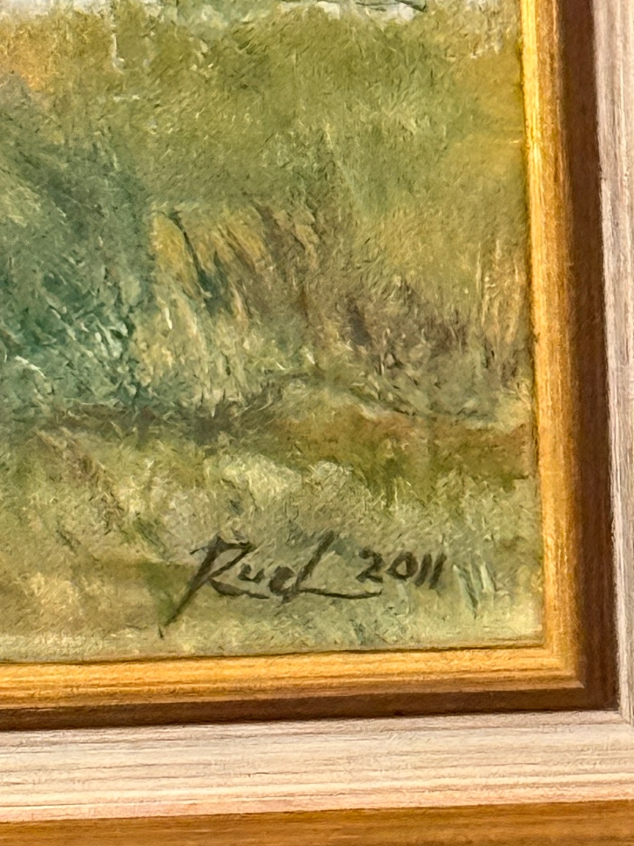 L'église d'Hermanville-sur-Mer, en Normandie. Huile sur toile. – Image 3