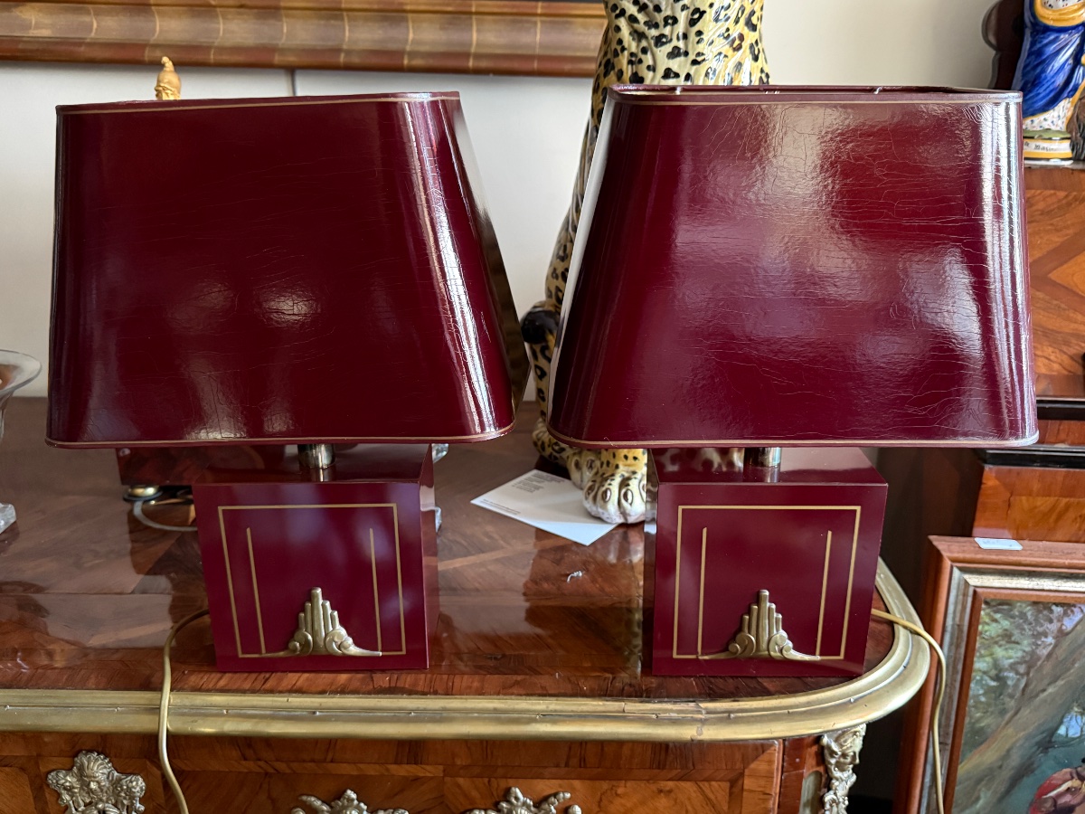 Paire de lampes Maison Dauphin d'époque Hollywood Regency.