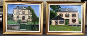 Paire de portraits d'une maison en Normandie. Les deux façades.