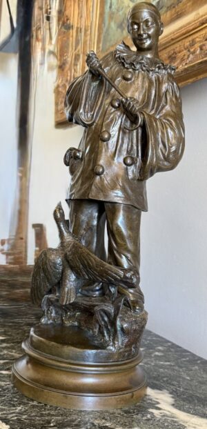 Bronze "Pierrot jouant avec son canard" du sculpteur belge Ernest Wante (1872-1960)
