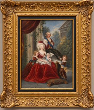 LOUIS XVI, MARIE-ANTOINETTE ET LEURS ENFANTS.GOUACHE SUR PAPIER D'ÉPOQUE XIX ÈME SIÈCLE
