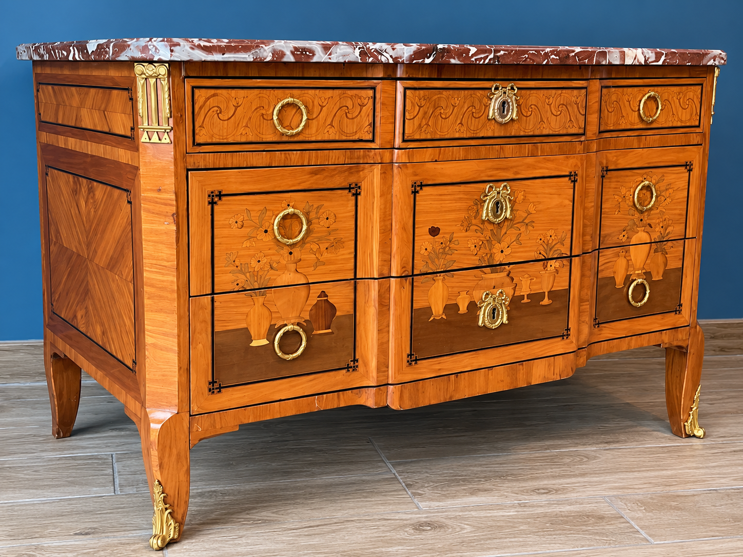 Commode de style Transition à décor de vases fleuris et potiches – Image 8