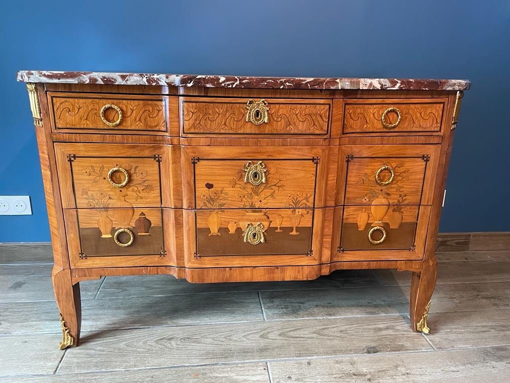 Commode de style Transition à décor de vases fleuris et potiches – Image 2