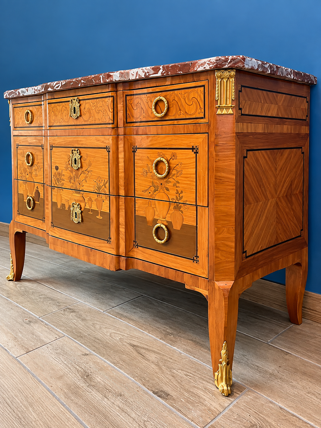 Commode de style Transition à décor de vases fleuris et potiches – Image 9