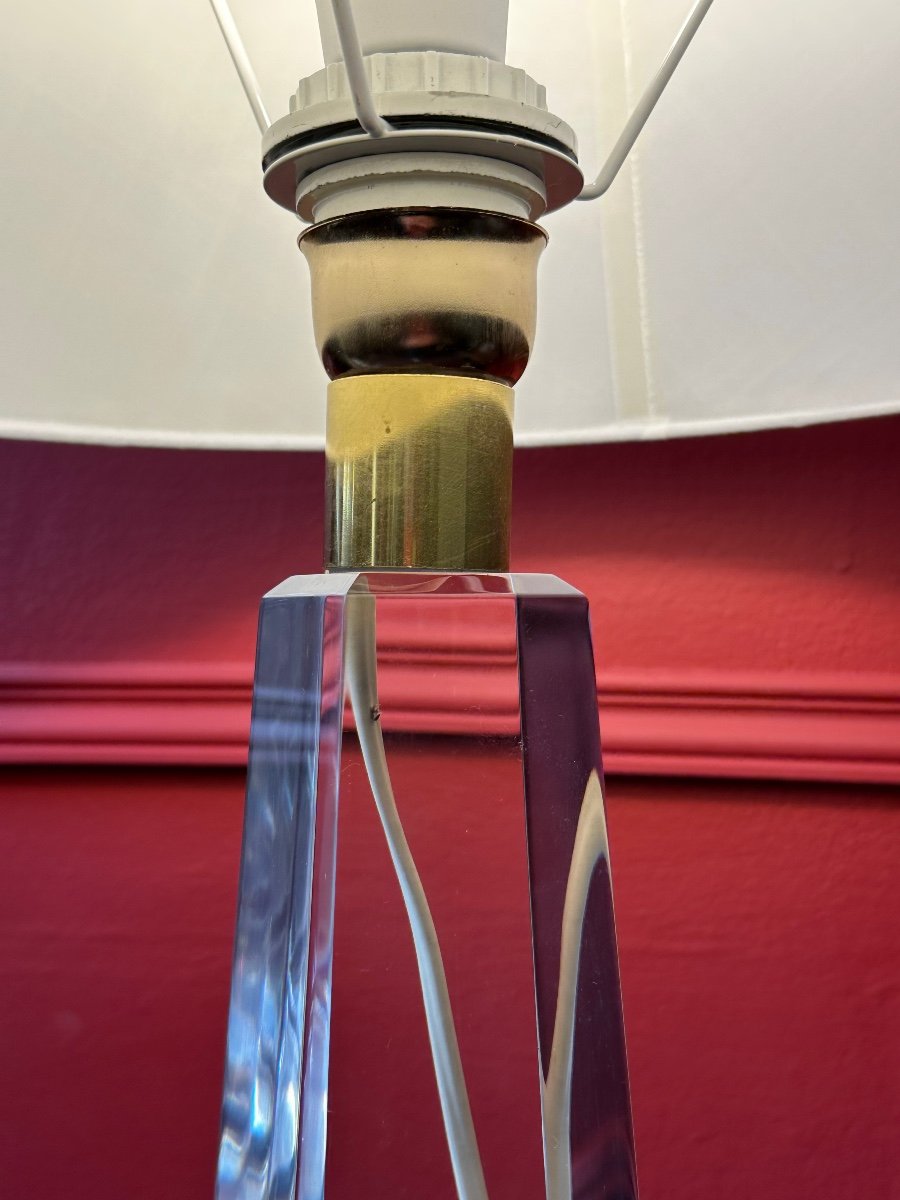 Lampe Obélisque En Altuglass Et Bronze Doré 1980’ – Image 5