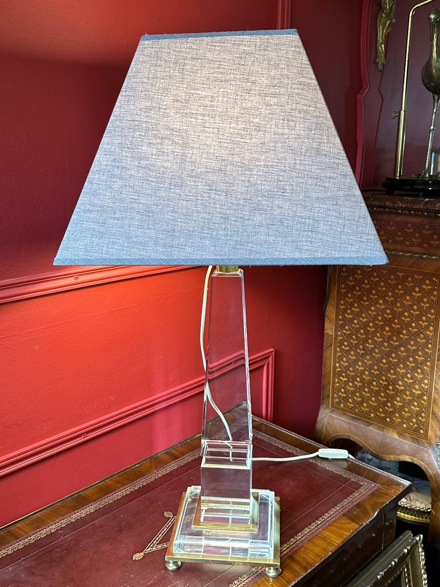 Lampe Obélisque En Altuglass Et Bronze Doré 1980’ – Image 6