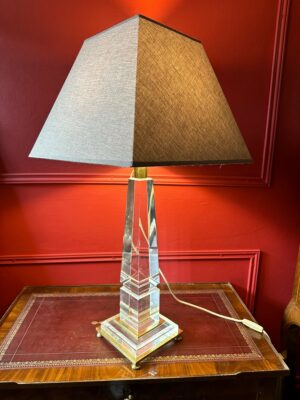 Lampe Obélisque En Altuglass Et Bronze Doré 1980’