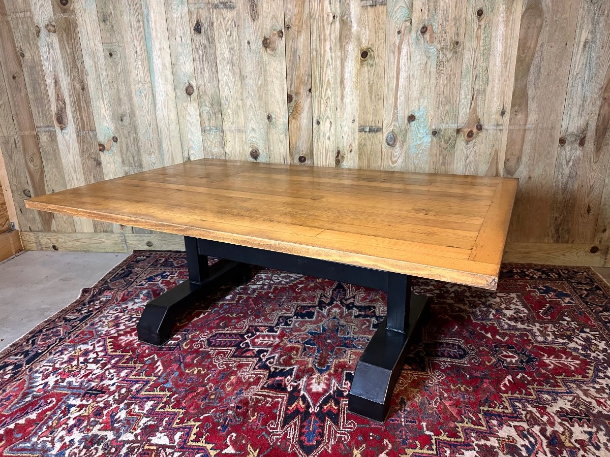 Grande Table Industrielle En Chêne Et Métal. – Image 2