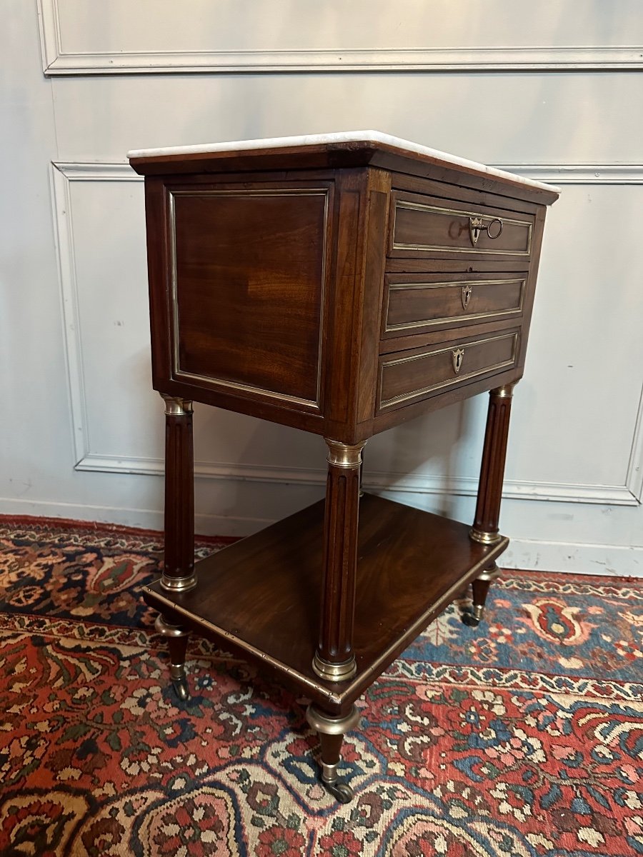 Table Chiffonnière / Chevet D’époque Louis XVI En Acajou. – Image 7