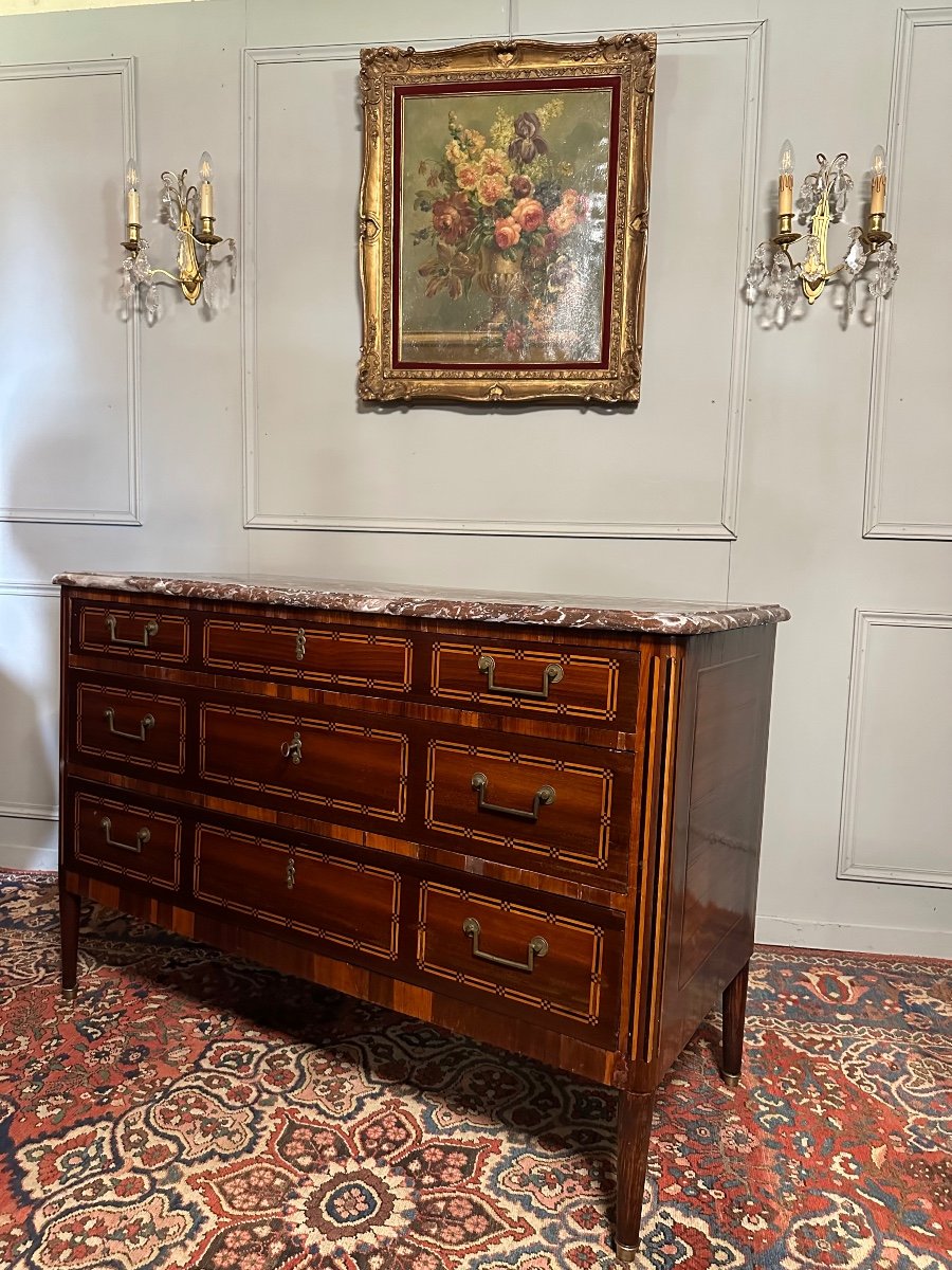 Commode D’époque Louis XVI En Marqueterie. – Image 3