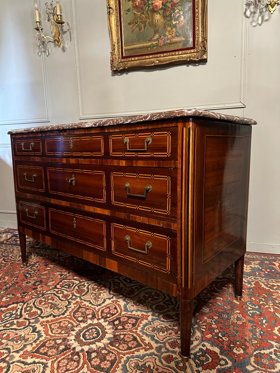 Commode D’époque Louis XVI En Marqueterie. – Image 7