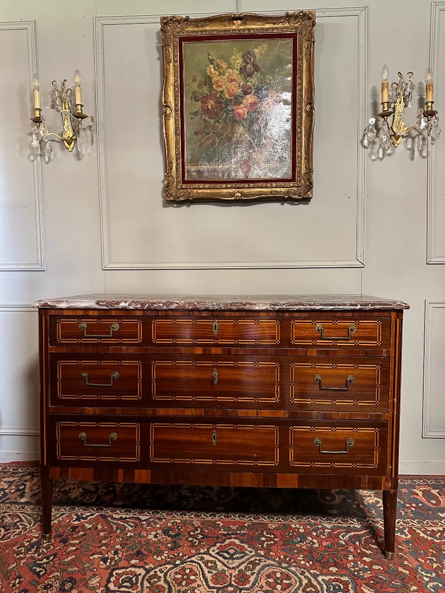 Commode D’époque Louis XVI En Marqueterie. – Image 8