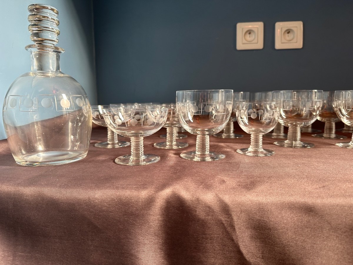 Service de verres Art déco en cristal taillé – Image 2