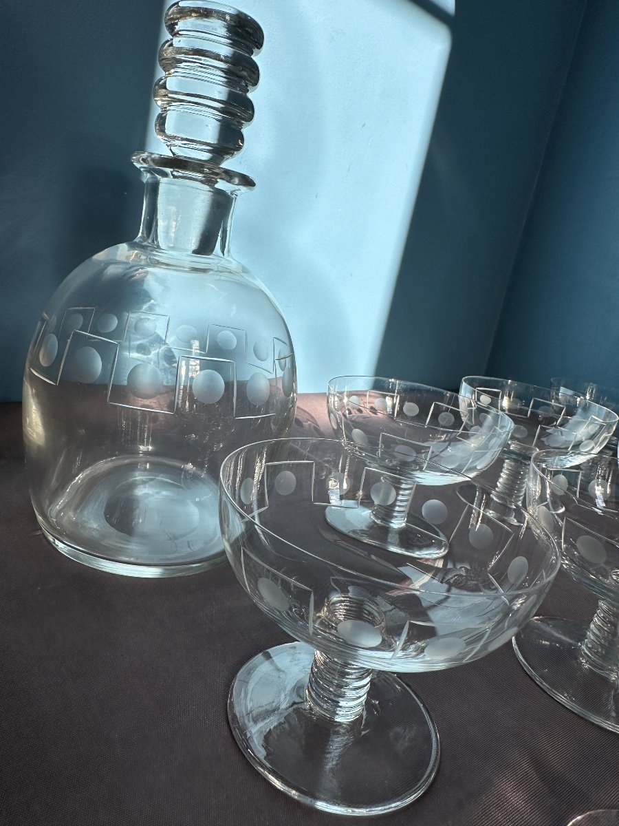 Service de verres Art déco en cristal taillé – Image 3