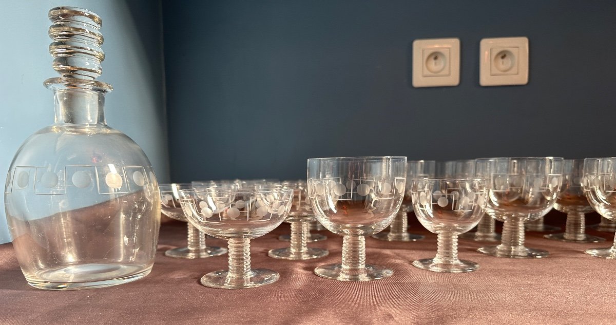 Service de verres Art déco en cristal taillé – Image 4