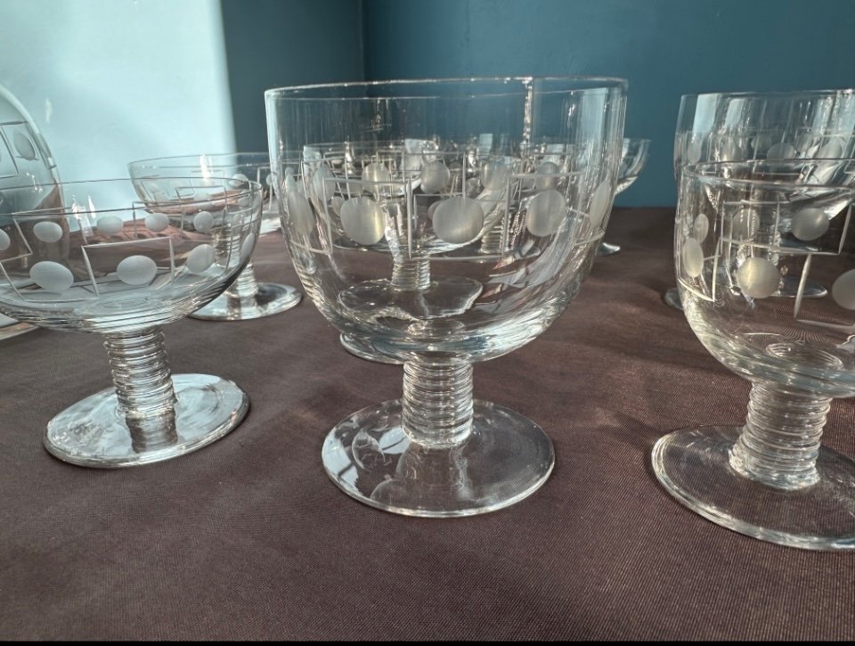 Service de verres Art déco en cristal taillé – Image 5