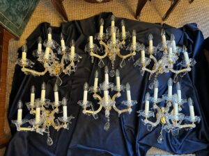 Ensemble de six grandes appliques Marie-Thérèse à six bras de lumière