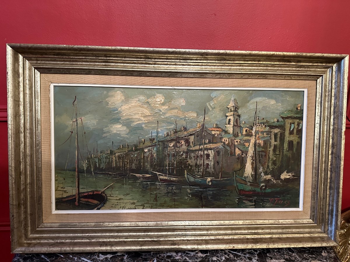 « Port De Saint Tropez » Huile Sur Toile Signée P. Tacs – Image 3
