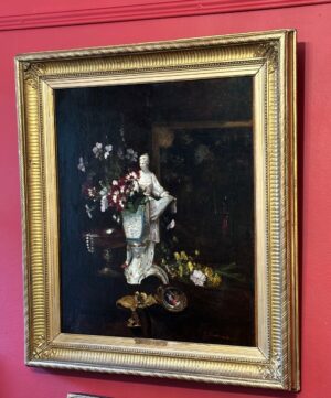 Eugène Henri Cauchois (1850–1911), nature morte aux fleurs et bijoux
