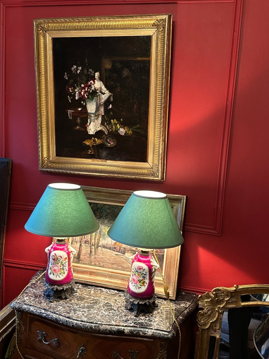 Paire de lampes en porcelaine de Paris du XIXe siècle – Image 7