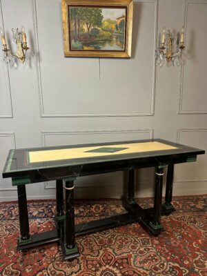 Table-console style Roméo en laque faux marbre et malachite