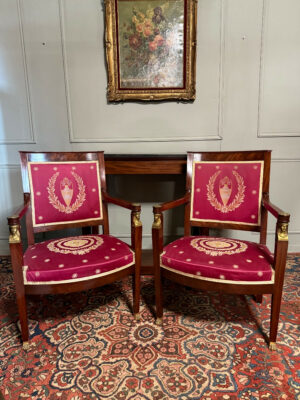 Paire de fauteuils de style Empire Retour d’Égypte en acajou
