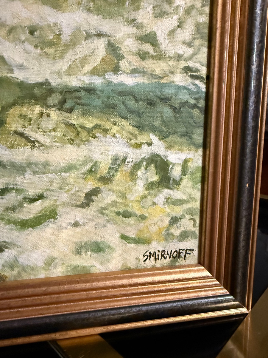 « Les enfants à la plage », huile sur toile signée Smirnoff – Image 4