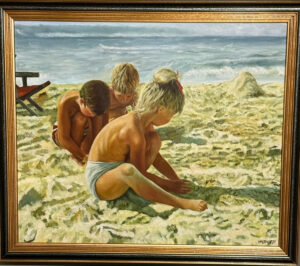 « Les enfants à la plage », huile sur toile signée Smirnoff