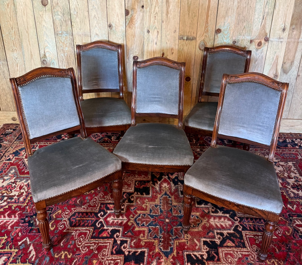 Suite de cinq chaises d’époque Louis-Philippe en palissandre – Image 2