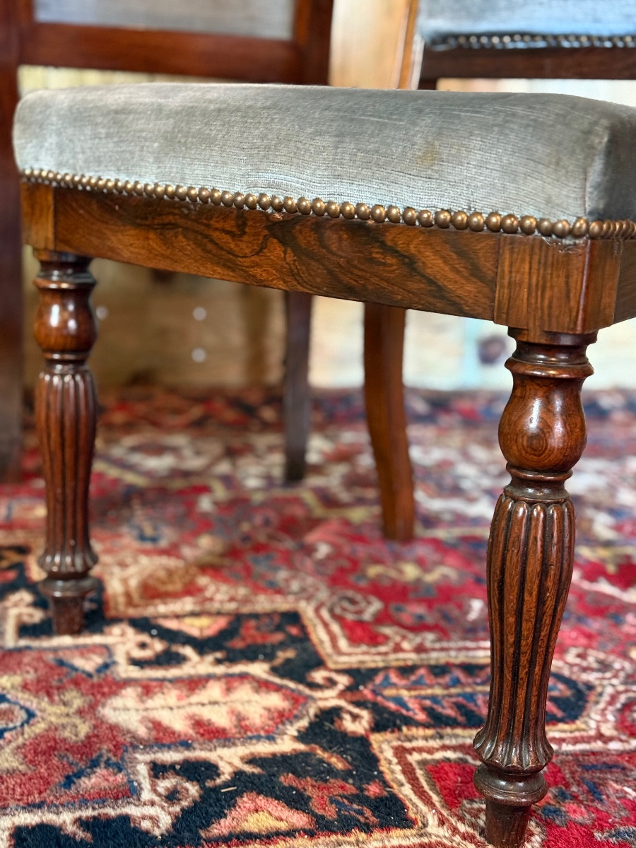 Suite de cinq chaises d’époque Louis-Philippe en palissandre – Image 4