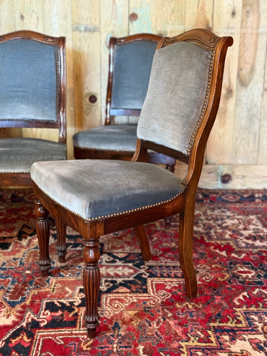 Suite de cinq chaises d’époque Louis-Philippe en palissandre – Image 7