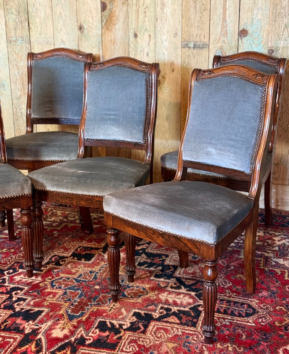 Suite de cinq chaises d’époque Louis-Philippe en palissandre