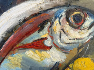 Emma Benoit, « Poisson et citron », huile sur toile