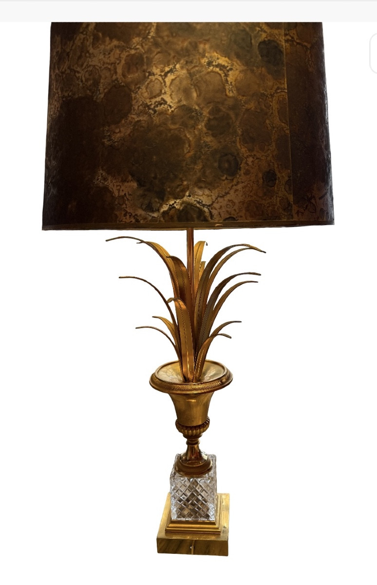 Lampe Maison Charles en bronze doré et cristal