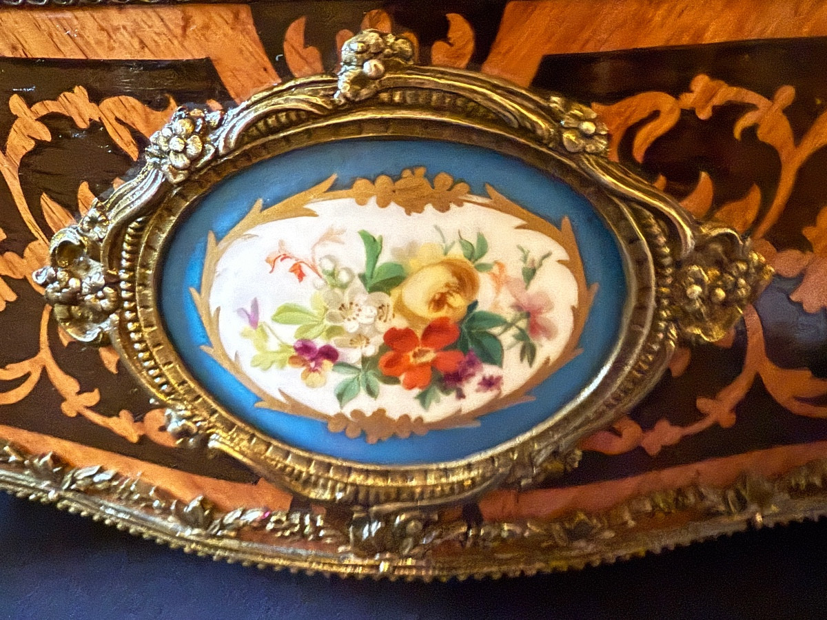 Grande jardinière en marqueterie d’époque Napoléon III – Image 3