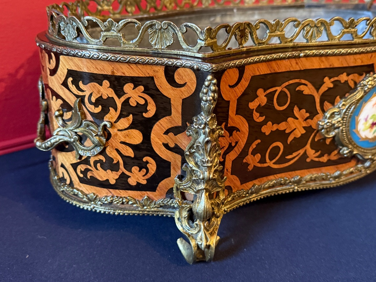 Grande jardinière en marqueterie d’époque Napoléon III – Image 4