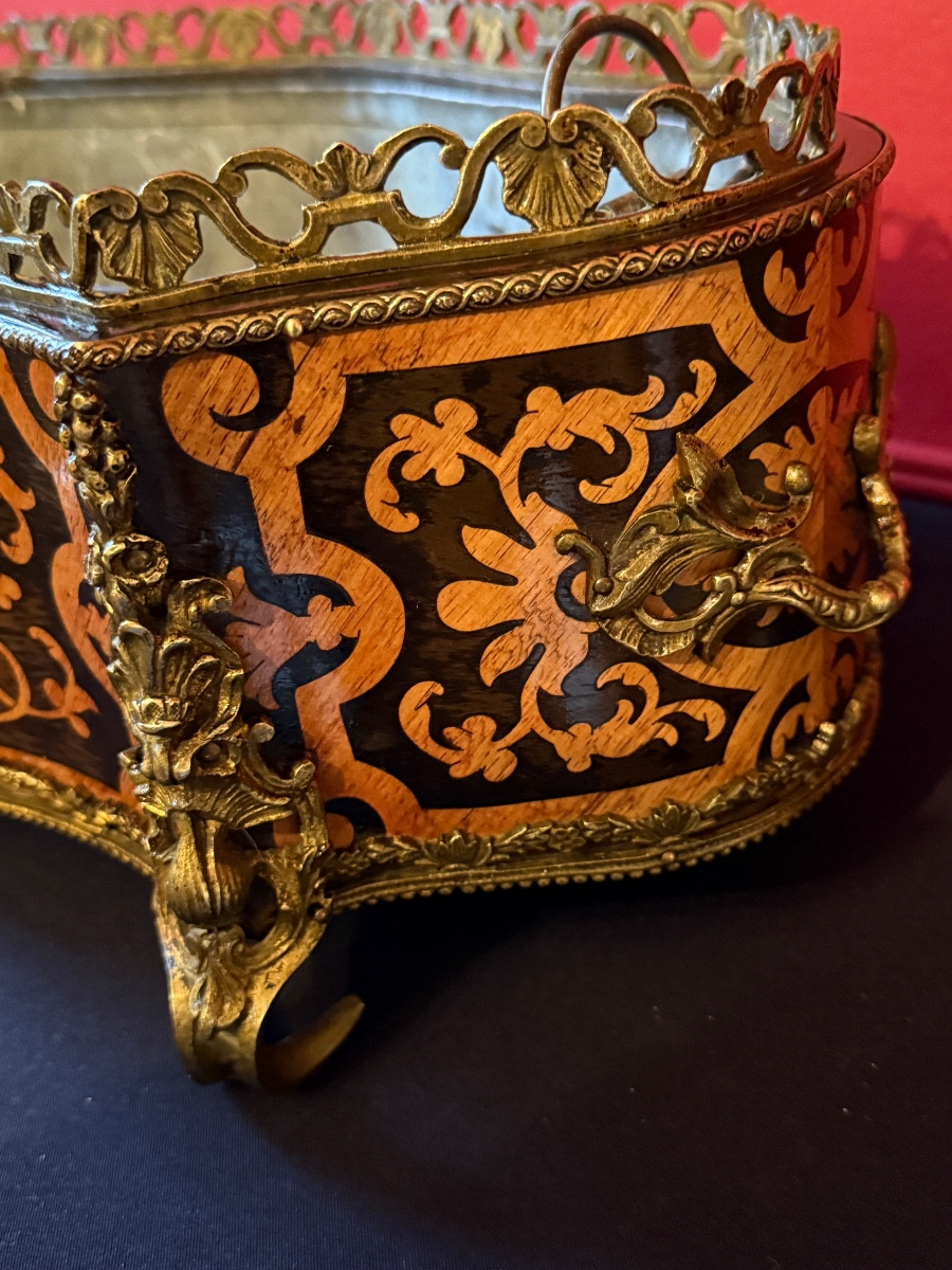 Grande jardinière en marqueterie d’époque Napoléon III – Image 5
