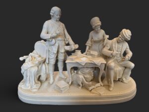 Groupe en biscuit de porcelaine – Scène de l’aristocratie au XVIIIe siècle