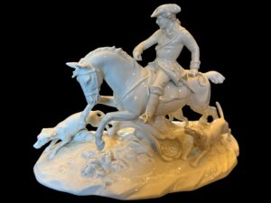Chasse à courre – Groupe en porcelaine blanche de Dresde, XIXe