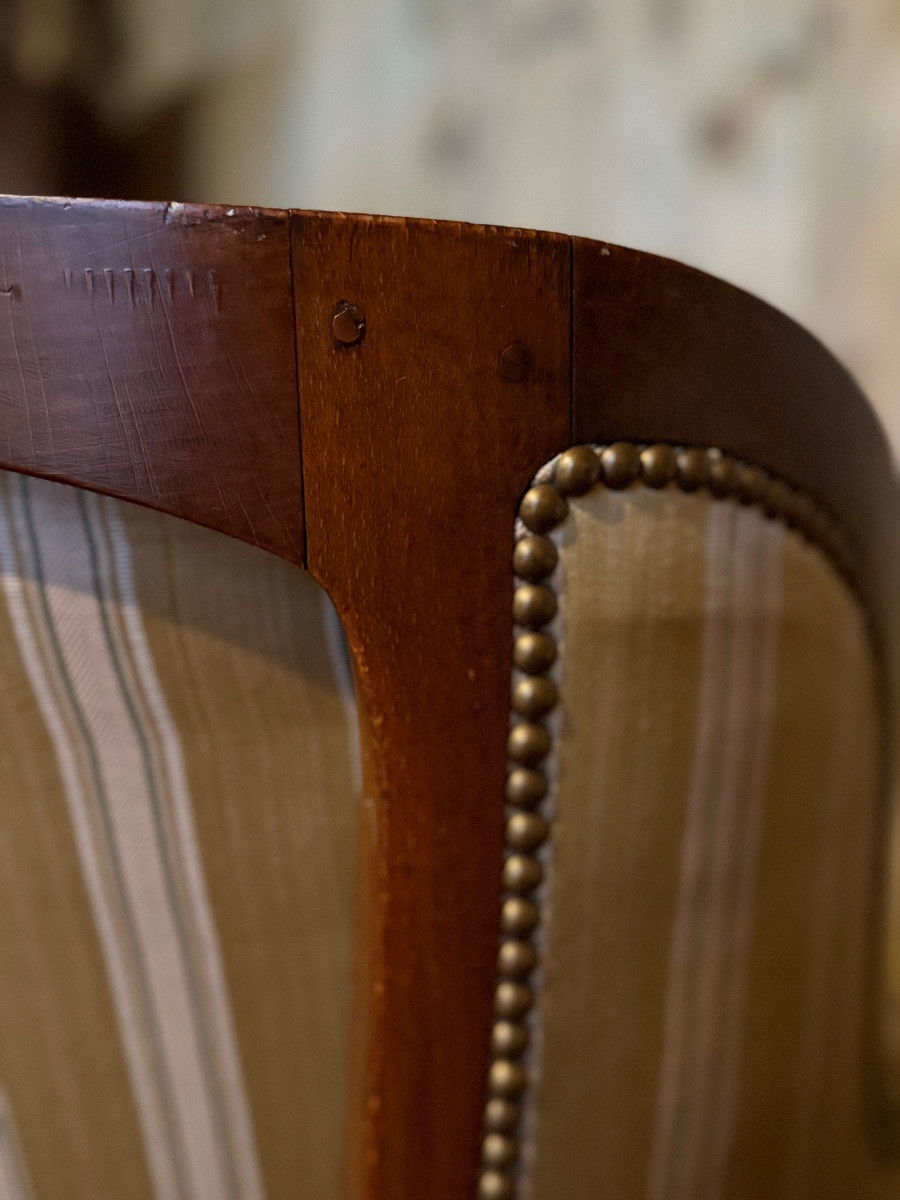 Paire de bergères gondoles d’époque Louis XVI en bois naturel – Image 11