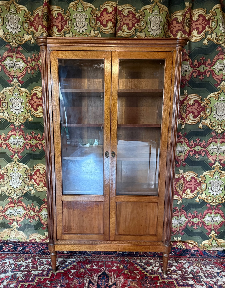 Vitrine ou bibliothèque de style Louis XVI en acajou – Image 3