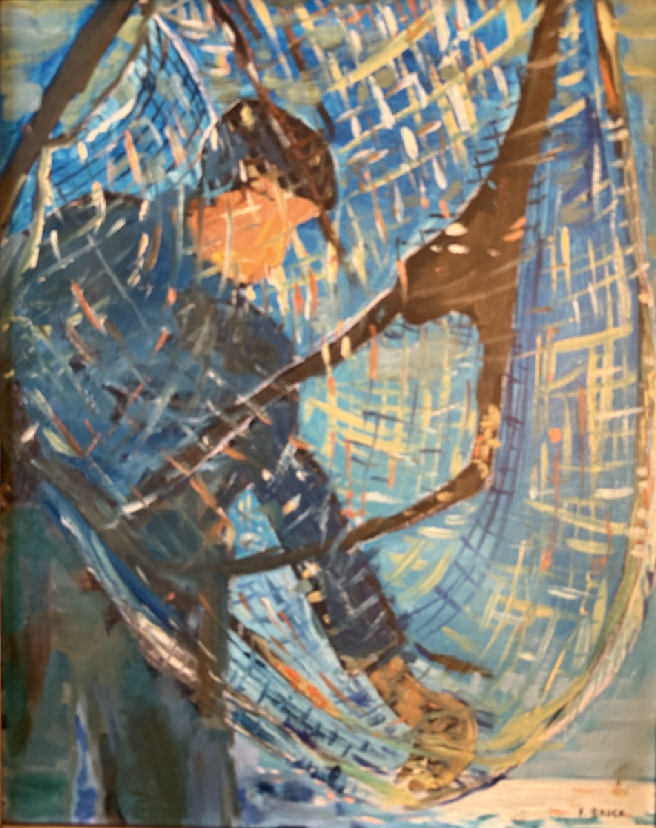 Françoise Bruck – Le Pêcheur, huile sur toile – Image 2