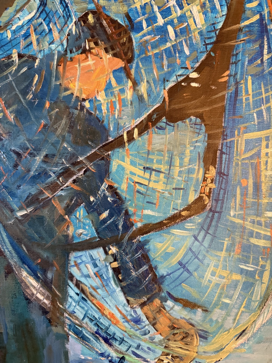 Françoise Bruck – Le Pêcheur, huile sur toile – Image 3