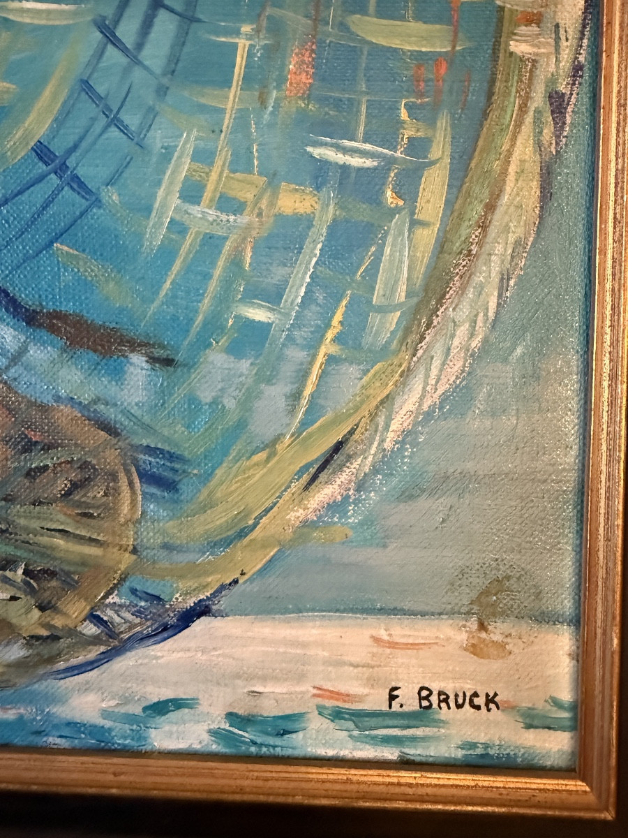 Françoise Bruck – Le Pêcheur, huile sur toile – Image 4