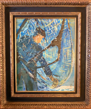 Françoise Bruck – Le Pêcheur, huile sur toile