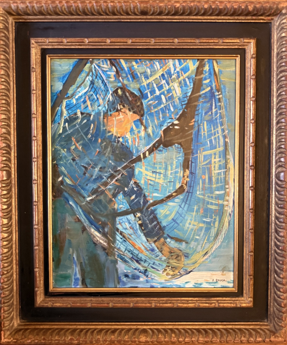 Françoise Bruck – Le Pêcheur, huile sur toile