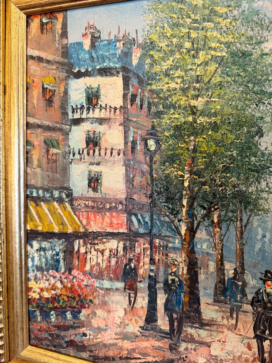 Huile sur toile, vue de Paris, époque XXe – Image 2