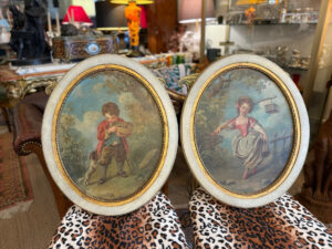Paire de tableaux romantiques, époque XVIIIe siècle