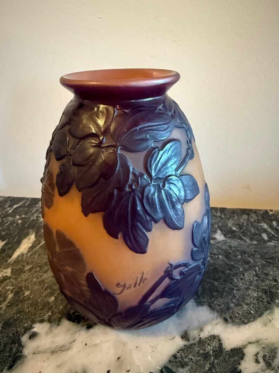 Établissements Gallé – Vase en verre multicouche à décor de clématites – Image 3