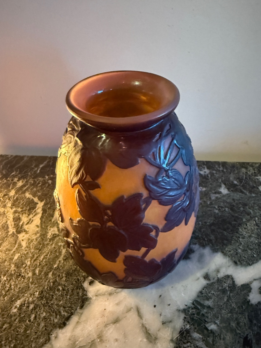 Établissements Gallé – Vase en verre multicouche à décor de clématites – Image 4